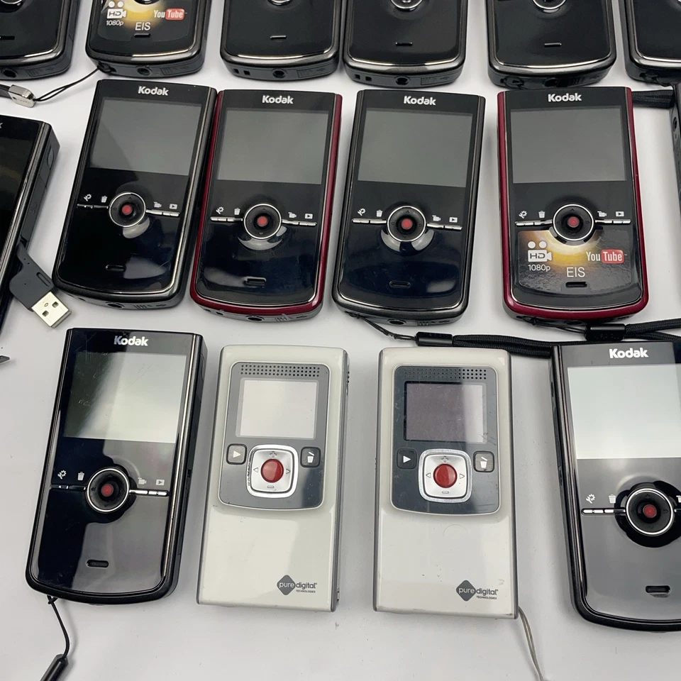 Lot of 15 Pocket Video Cameras Kodak Zi8 and Flip HD 1080p Digital Camcorders - Image 4 of 4