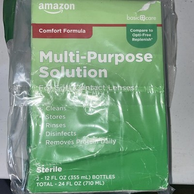 Basic Care Multi-Purpose Contacts Solution - Comfort Formula, 12 fl oz (Pack of