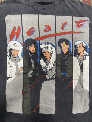 Vintage 1986 Heart Band T-Shirt Size Large World Tour Black Rock