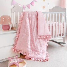 Baby Girl Crib Bedding Set, Boho 3-Piece Crib Comforter Set for Girls, Ruffle...