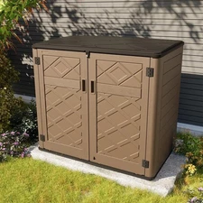 48 Cu.Ft Resin Outdoor Storage Sheds Box Lockable Door for Backyard Patio Garden