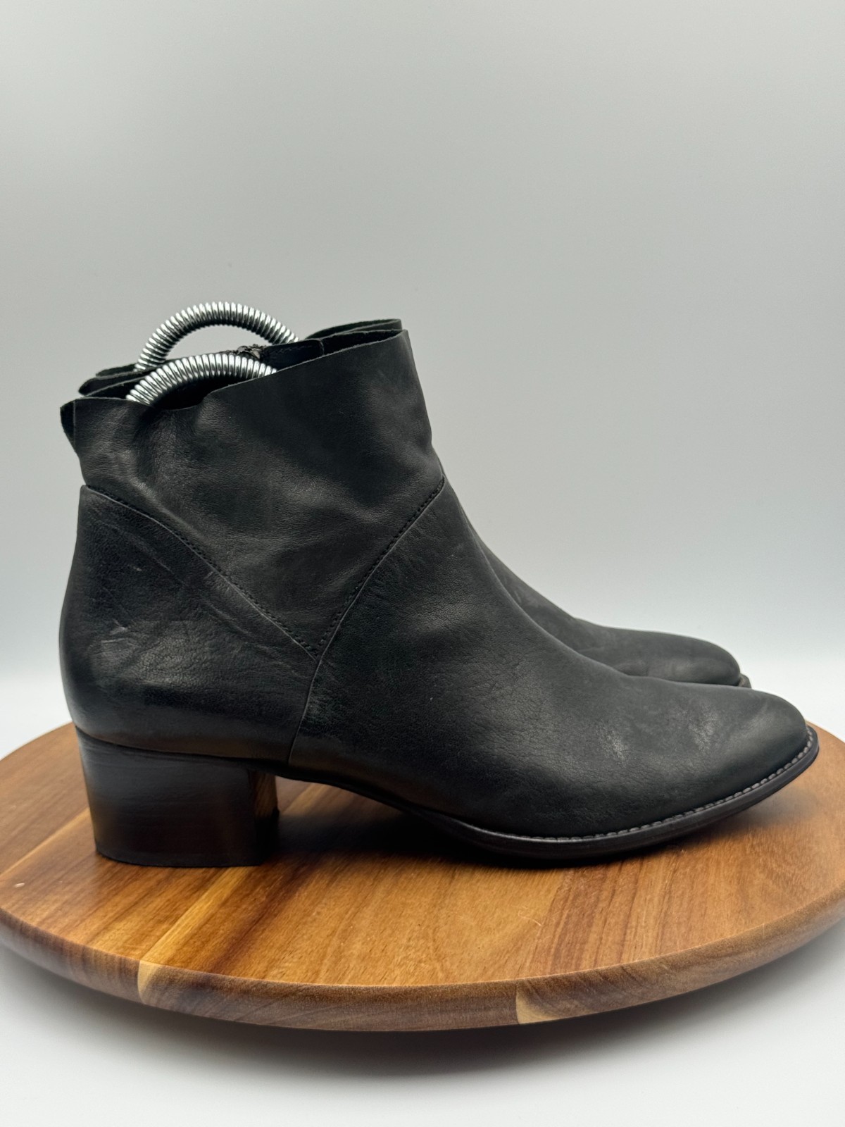 PAUL GREEN Nelly Black Leather Ankle Boots Block Heel Womens Size UK 5.5 /US 8
