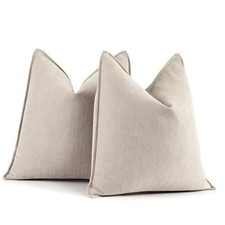 Pillow Covers 26x26 Set of 2 Chenille Throw Pillow 26" x 26" Pack of 2 Beige