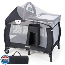 INFANS 4 in 1 Pack and Play, Portable Travel Baby Playard with Ba