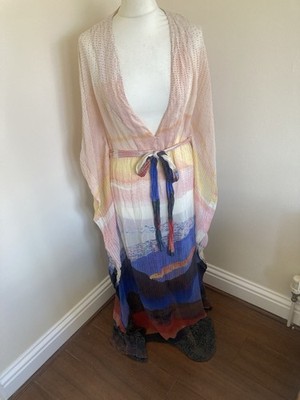 SCHÖNER DIANE VON FURSTENBERG SEIDENKAFTAN COVER UP MAXI GR. S BITTE LESEN