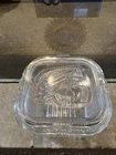 VTG Federal Clear Ribbed Glass Refrigerator Storage Container 4” Lidded Veggies