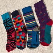 LOT 4 Pair Men  s Colorful Fun Funky Crazy Socks
