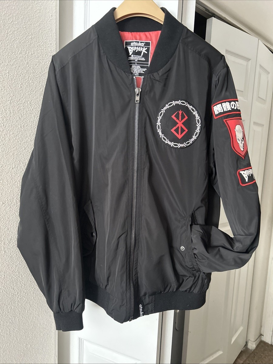 Berserk Jacket Mens Medium Black Skull Knight Bomber Windbreaker