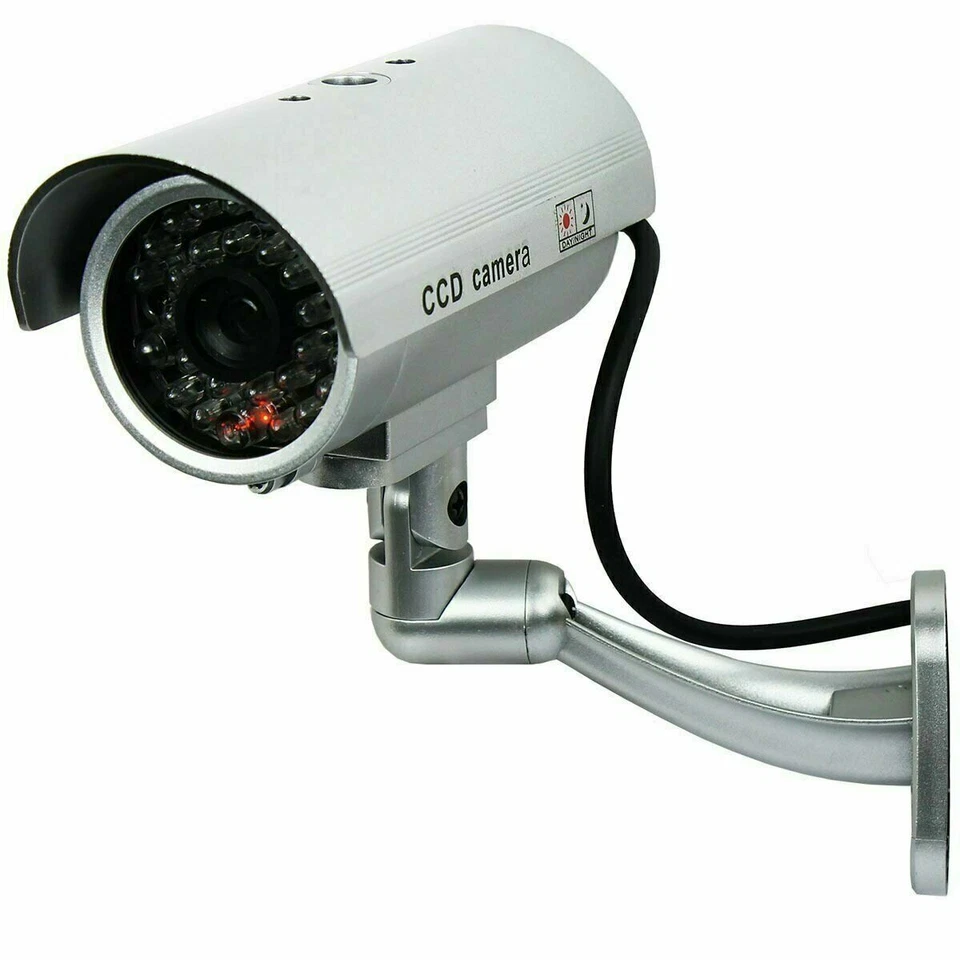 Paquete de 4 cámaras de seguridad de vigilancia falsas ficticias IR CCTV con luz de grabación Foto 4 de 4