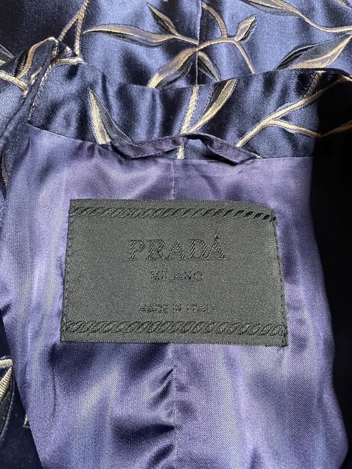 Prada Vintage Spring 1997 Purple Silk Bamboo Leaf Print Jacket 44 ...