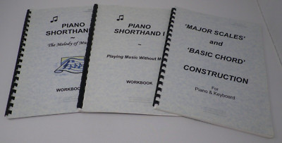 Lot of 3 Piano Instruction Books Piano Shorthand 1 & 2 Major Scales Basic Chord