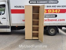 Lockable Cabinet Tall Storage Office Cupboard Beech - 4 Adjustable Shelves