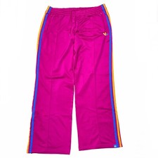 Adidas Grun Woman  s Track Pants Trefoil Purple W/ Multi Color Stripes Size XL