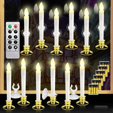 12 Set Christmas Window Candles Lights with Timer Battery Operated Electric LED