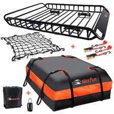 Universal Roof Rack Cargo Carrier Basket SUV Top Luggage Holder & Waterproof Bag