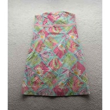 VTG Lilly Pulitzer Strapless Dress Size 6 Patchwork Floral Wired Bust Preppy