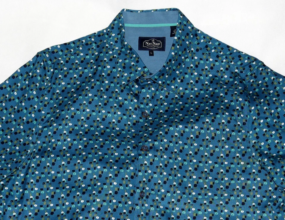 Nat Nast Ritts Luxury Originals Men's Short Sleeve Button Front Shirt Size Large - Image 2 of 4