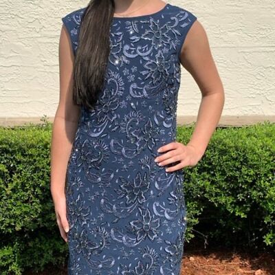 aidan mattox beaded floral dress Aidan Mattox Cap-Sleeve Jacquard Gown w/ Beaded Detail, Purple, Women's, 8 main image 1