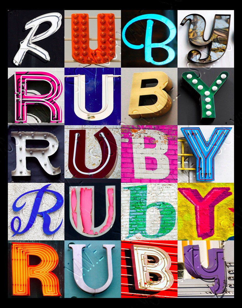 RUBY Name Poster featuring photos of actual sign letters | eBay