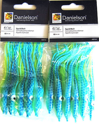 2 Packungen Mit 10 Danielson SQDT-30 Lachs Fischen Hoochie 11.4cm Köder Kalmar