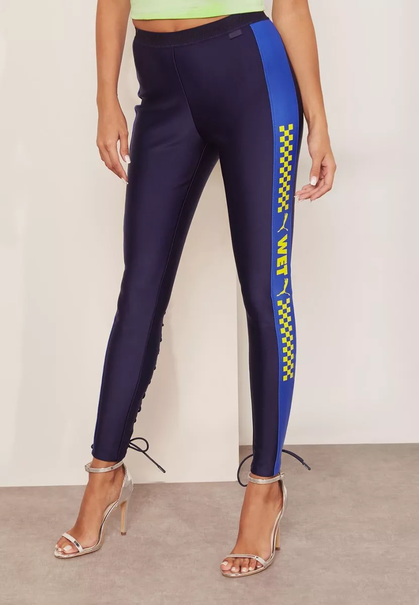 NWT $155 FENTY X PUMA by Rihanna Lace-up Leggings In Evening Blue S