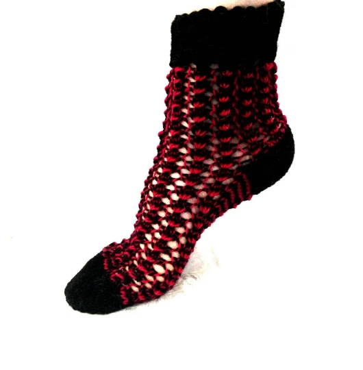100% Alpaca Socks * Handmade socks * Lace Fishnet *Antiallergic * Burgundy color