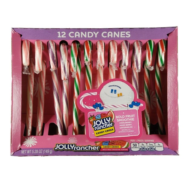1X Box Jolly Rancher Bold Fruit Smoothie Flavored Candy Canes 5 28 Oz X 