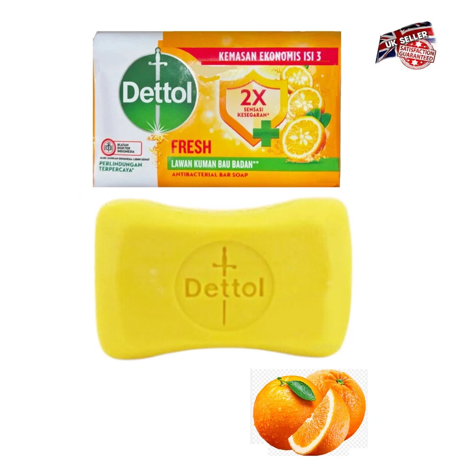 Neue Dettol frische Seife Yuzu Zitrusfrüchte mit antibakteriellem Riegel 100 g UK