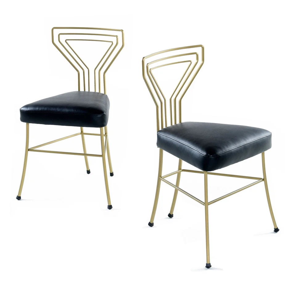 Restored Mid-Century Modern Art Deco Black and Gold Outdoor Patio Set - Image 3 of 4