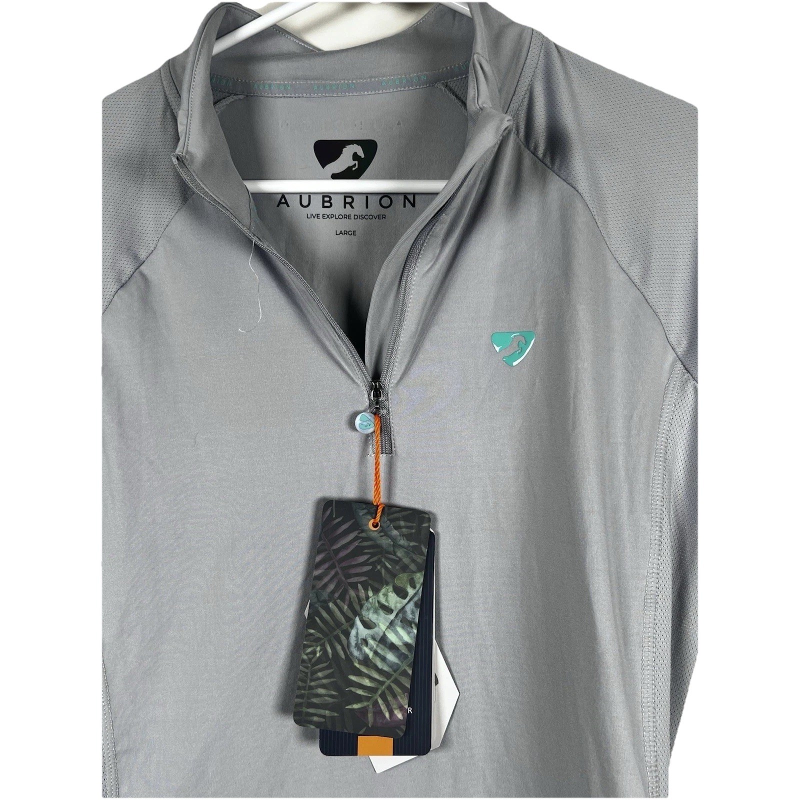 Aubrion Women's Shirt Sz L Gray Equestrian Horse Riding Highgate Short Sleeve