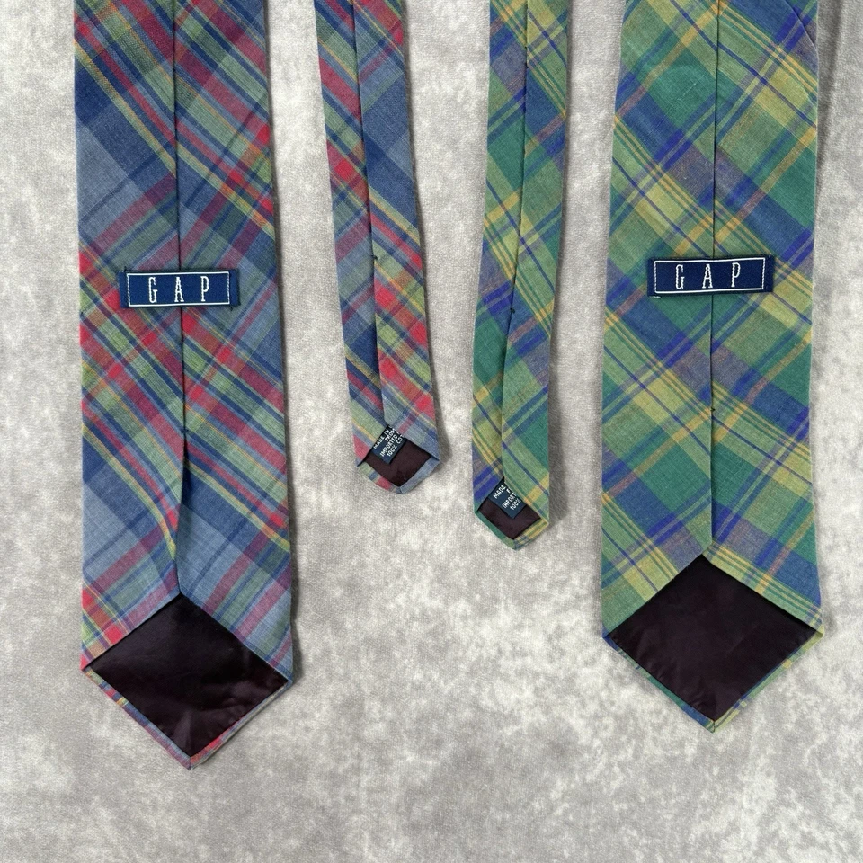 Lote de 2 corbatas vintage a cuadros hechas en algodón estadounidense Foto 2 de 3