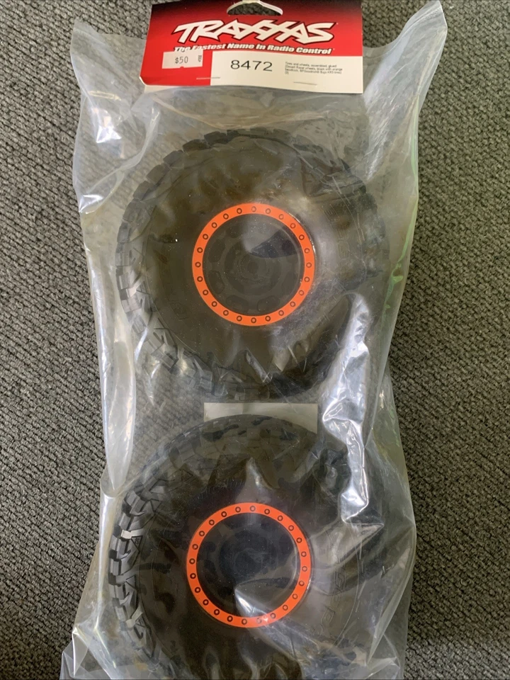 Traxxas 8472 - BFGoodrich Baja KR3 Tires, Desert Racer Wheels, Black/Orange (2) - Image 1 of 1