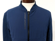 UNDER ARMOUR Golf Mens L Storm Evolution DAYTONA JACKET Navy Cold Gear Zip 100