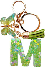 Cute Initial Letter Keychains for Women Girls Tassel Butterfly Pink Purple Green