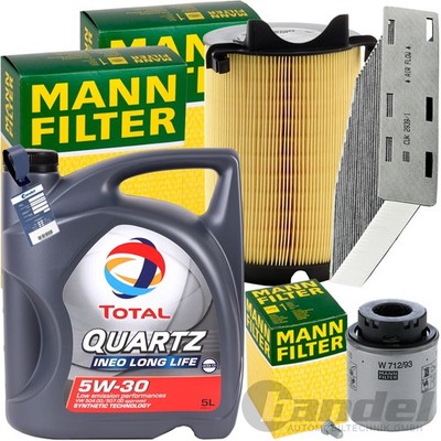 MANN INSPEKTIONSPAKET+5L TOTAL 5W-30 MOTORÖL passend für VW GOLF 5 6 PASSAT TSI