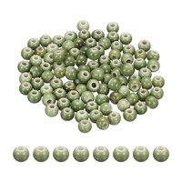 100 Stk. 6Mm Runde Keramikperlen, OlivgrüN FüR Diy