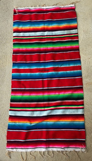 TRADITIONAL MEXICAN STYLE SERAPE MULTI COLORED STRIPED BLANKET (52" x 24")