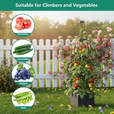 Stylish 58'' Raised Garden Bed with Trellis - Perfect for Climbing Plants & Herbs