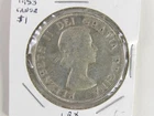 1953 Canada .800 80% Silver Dollar Canoe .6 toz QEII KM#54 AU