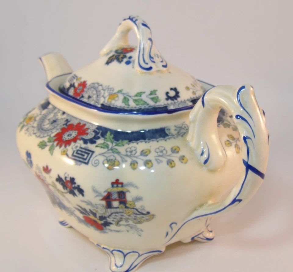 Coalport Kings Ware Canton Blue Edge 2 Pint Teapot c1920s VGAC - Image 2 of 4