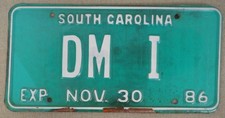 South Carolina Vanity License Plate