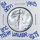 1943 BU UNCIRCULATED WALKING LIBERTY SILVER HALF DOLLAR AUTHENTIC U.S. MINT 4278