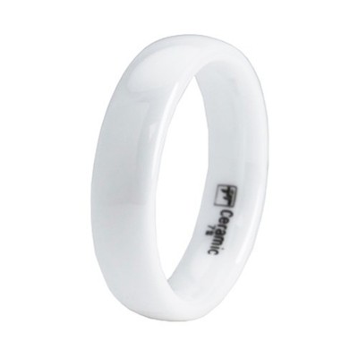 Classic White Ceramic 5mm Dome Wedding Band, Size 5-12