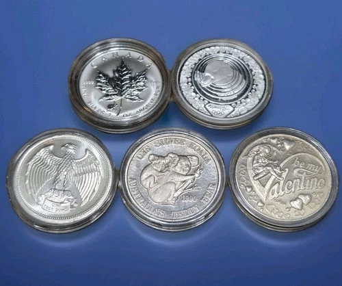 5 - 1 OZ 999 FINE SILVER COINS BULLION KOALA PLATYPUS LETCHER MINT MAPLE