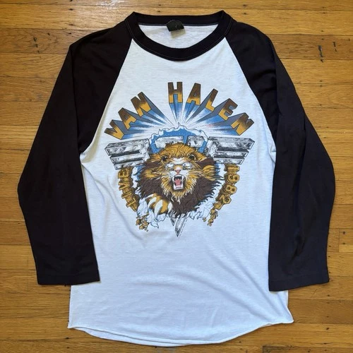 Van Halen Live Concert Tour 3/4 Sleeve Raglan T 1980s vintage concert t-shirt, vintage, size L, single stitch, B+ condition