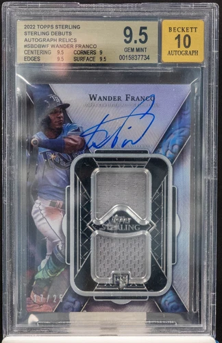 Wander Franco 2022 Topps Sterling Debuts RC Dual Patch Auto /25 BGS 9.5/10 GEM