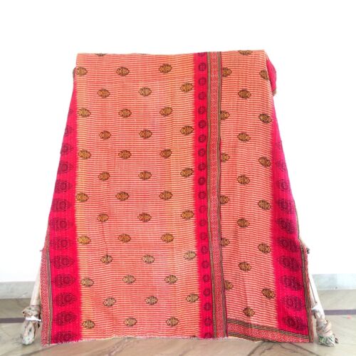 Boho Vintage Kantha Quilt Twin Blanket Indian Adults Bedding Ralli Gudri 1 Pc - Picture 1 of 2