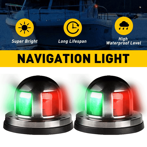 Pair Red & Green 16 LED Navigation Lights Marine Bow Light Lamp for Boat Pontoon