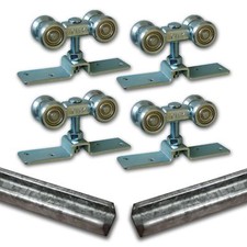 2x 2,5m Laufschiene + 2x Schiebetürbeschlag 90kg Tor 