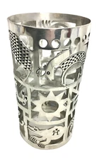 Universal Pewter Company Candle Holder SW Southwest Kokopelli Symbols Stamped